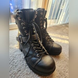 Harley-Davidson Black Leather Women's Zip-Up Boots